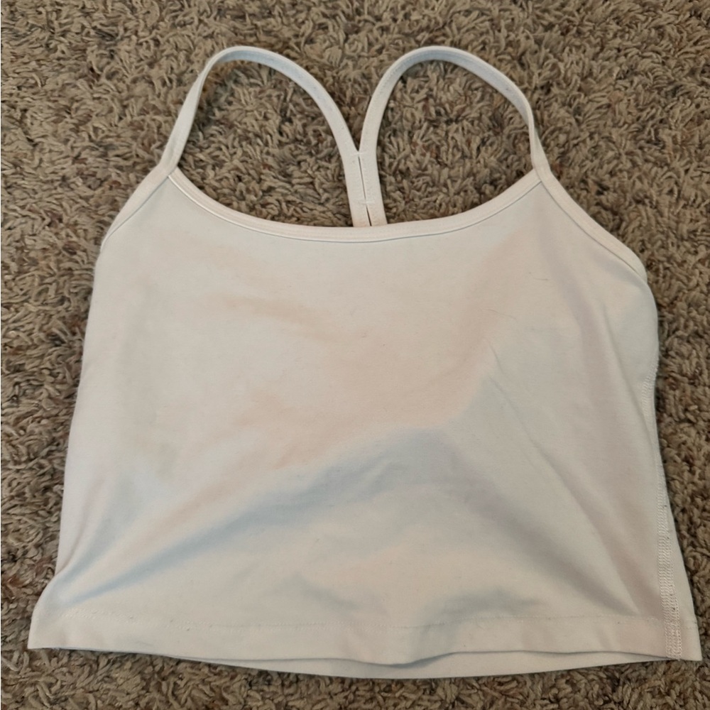 Beyond Yoga White Spacedye Slim Racerback Cropped Tank